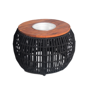 Mesa de Centro Redonda Tampo de Madeira Cumaru Com Cooler - Corda