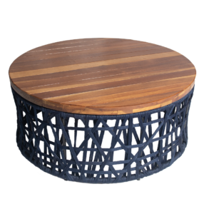 Mesa de Centro Redonda Tampo de Madeira Cumaru - Corda